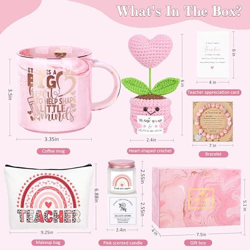 Teacher Appreciation Gifts for Women 7 Pcs, Back to School End of Year Thank You Gifts for Teachers Basket for Graduation, Retirement, Birthday, Christmas