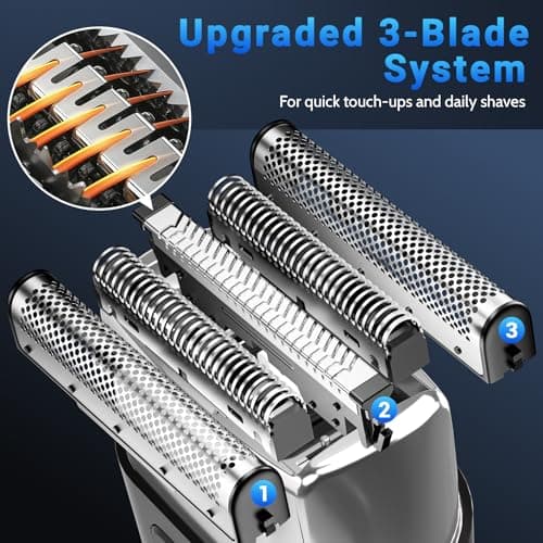 Electric Foil Shavers for Men: Mini Electric Razor with 3 Floating Blades, LED Display, Dual Speed - IPX7 Waterproof Wet/Dry Cordless Razor, USB Fast Charging, Travel Lock