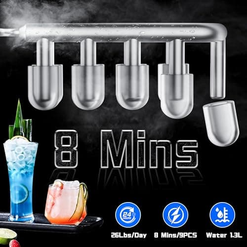 Commercial Nugget Ice Maker 80Lbs/24H with 20Lbs Storage, Stainless Steel Pellet Ice Machine, Ready in 10-15 Mins, Self-Cleaning for Office & Home Restaurants Bars