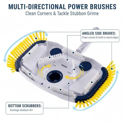 ProMotus Weighted Pool Vacuum Head, Vinyl-Safe No Wheels Manual Cleaner with Air Relief Valves，Multi-Directional Brushes for Above Ground & Inground Pools, Universal Fit for 1-1/4" & 1-1/2" Hoses