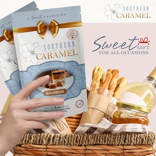 Soft Buttery Gourmet Caramel Candy Infused with Smooth, Top-Shelf Bourbon, Gluten Free, No Corn Syrup, Gift Ready Pieces Southern Caramel Bourbon Caramels, Handcrafted, 4 oz (Pack of 1) B0F3JVKW34