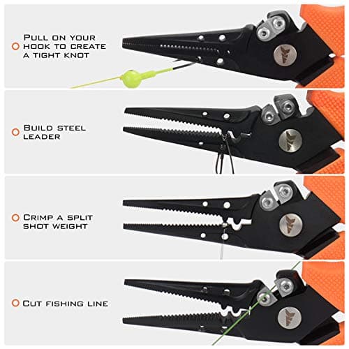 KastKing Cutthroat 7 inch Fishing Split Ring Pliers, 420 Stainless Steel Fishing Tools, Saltwater Resistant Fishing Gear, Tungsten Carbide Cutters