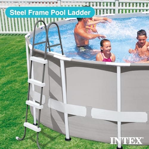 Intex Steel Frame Above Ground Swimming Pool Entry/Exit Ladder for 48" High Wall Pools, 300 Pound Capacity, Accessory Only, Pool Not Included