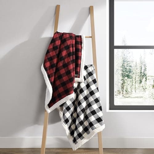 Eddie Bauer - Blanket, Super Soft Reversible Sherpa & Brushed Fleece Bedding, Throw Blankets for Couch, Ideal for Lounging (Cabin Plaid Red)