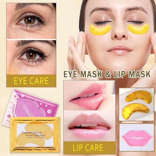 Eye Patches for Puffy Eye, Lip Mask Pads Reduce Fine Line, Hydrating Self-Care for Spa Nights, Bridal Parties & Bulk Gifts 30 Pairs 24K Gold Eye Masks & Lip Masks, for Spa & Bachelorette Favors B0D8Q8BVGP