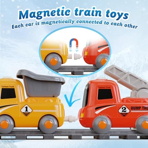 Hot Bee Train Set for Toddlers with Steam - Light Up & Sound Choo Choo Train, Electric Train Set for Toddlers 2-4, Magnetic Connection Train Toys, Birthday Gifts for Boys Girls 3 4 5 6
