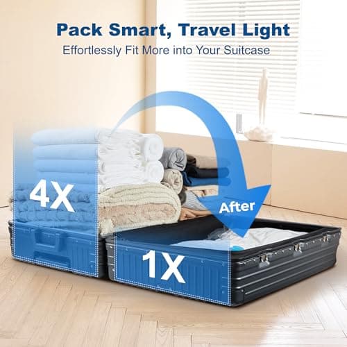 HOUSE DAY 30 Pack Vacuum Storage Bags with Electric Pump, 4 Sizes + 2 Roll-Up (5 Each), Space Saver Vacuum Seal Bags for Clothing, Bedding, Pillows, Travel – Airtight Seal, Reusable & Durable