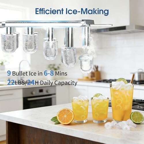 Self-Cleaning Water Dispenser with Ice Maker, Bottom Loading Hot & Cold Water Cooler for 3 or 5 Gallon Bottle - Child Safety Lock & Nightlight - Water Machine for Home, Office, Black
