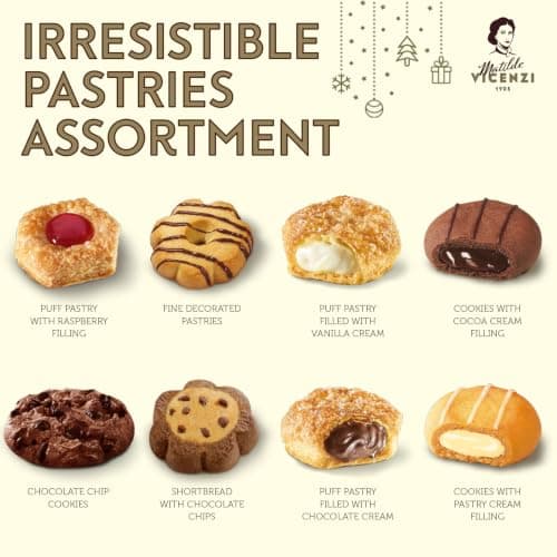 Matilde Vicenzi Roma Cookie Gift Tin - Italian Pastries & Cookies in Individually Wrapped Trays - Bakery Dessert Gifts For Birthdays, Thank You, Get Well and Every Special Occassion - Puff Pastry, Assorted Cookies in Italian Design Gift Tin 32.5oz (920g)