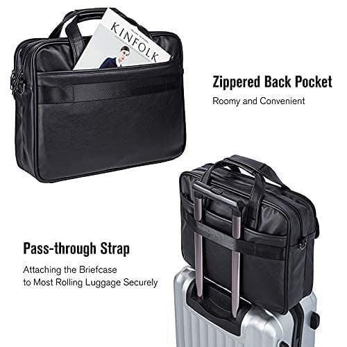 seyfocnia Men's Business Travel Briefcase Leather Handmade Messenger Bags Laptop Bag