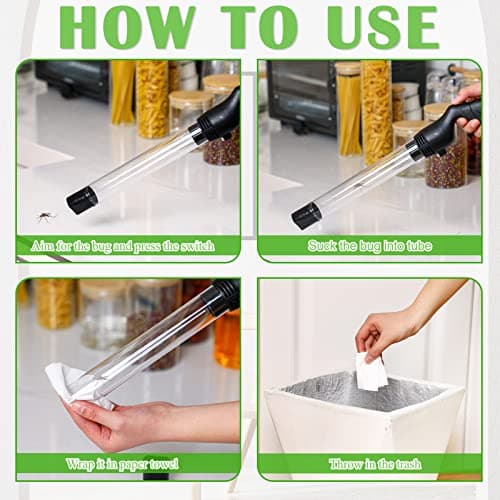 Qualirey 1 Pack Bug Vacuum for Adults Bug Vacuum Catcher Insect and Spider Traps Sucker Battery Powered Grabber with LED Light Stink Ant Moth Cockroach Small Bedbug