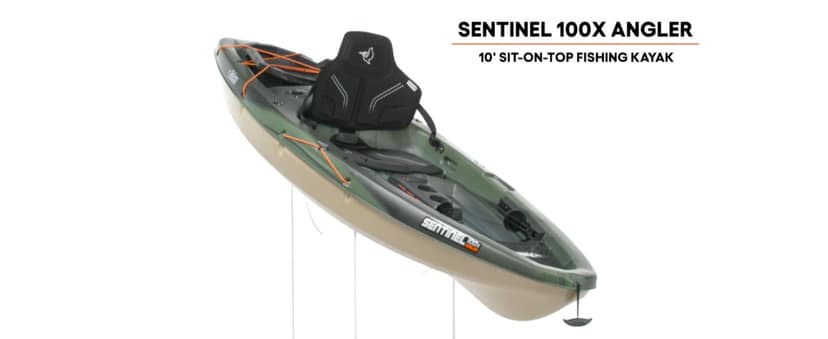 Pelican Sentinel 100X - Angler Sit on top Fishing Kayak - Lightweight - Ergolounge™ Seating System