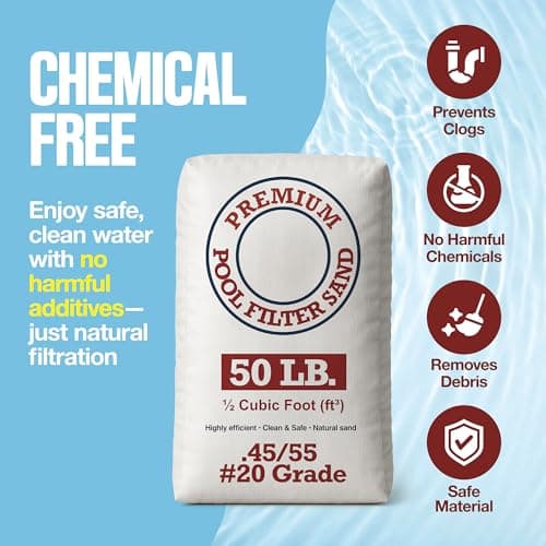 Play22 20 Grade Pool Filter Sand - Pool Sand, 50 Pound Bag Silica Sand for Pool Filter, Non Staining, Non Corroding, for Above Ground and Inground Swimming Pool Care
