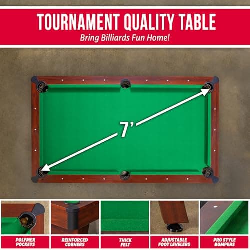 GoSports 7 and 8 ft Pool Tables with Wood Finish - Gray, Black, or Green Felt - Billiards Game Room Table for Adults & Family - Accessories Not Included