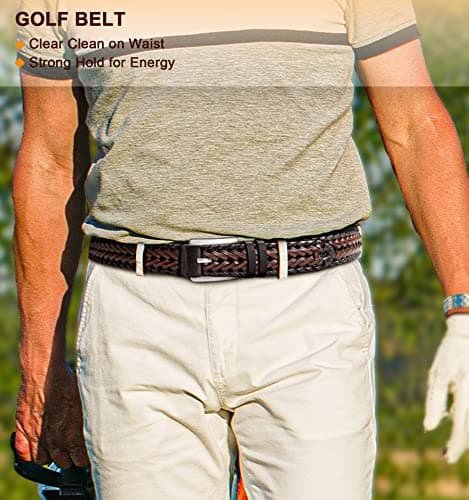 BULLIANT Mens Belts,Leather Woven Braided Belts for Gift Men Casual Jeans Golf