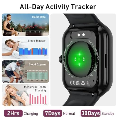 Smart Watch(Answer/Make Call), 1.96" HD Smartwatch for Men Women, 2025 Fitness Watch with 110+ Sport Modes/Heart Rate/Sleep Monitor/Pedometer, IP68 Waterproof Fitness Activity Tracker for Android iOS