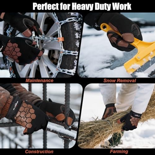 SLARMOR Winter Work Gloves for Men, Insulated, Waterproof, Touch Screen, Warm Thinsulate Lining for Cold Weather