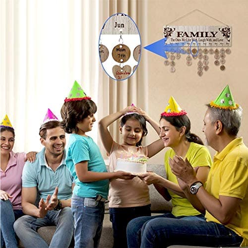Joy-Leo Gifts for Mom Grandma Christmas, Wooden Birthday Tracker Plaque Wall Hanging, Help Elderly Parents Remember Birthdays Family Birthday Reminder Calendar Board with 100 Tags, Model JL01 B07M81TWY7