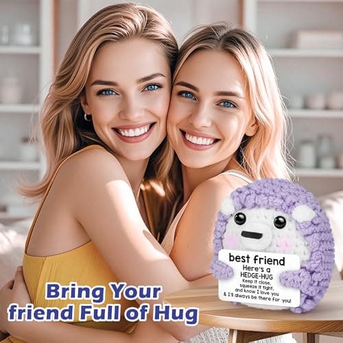 Best Friend Birthday Gifts for Women, Christmas Decorations for Bestie BFF Sister, Friendship Gifts for Women Friends Her Him Female Male Boys Girls, Funny Handmade Crochet Hedgehog Stocking Stuffers