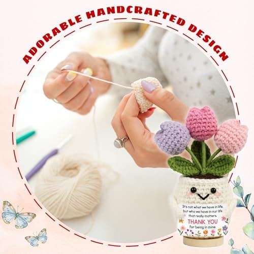 Gifts for Friends, Bestie, BFF, Bestfriend, Female, Girls - 5.51'' x 4.13'' Knitted Positive Tulip Friend Crochet Doll Best Friend Friendship Gifts for Women, Christmas Birthday Gifts for Bestie B0GCZ9SFXD