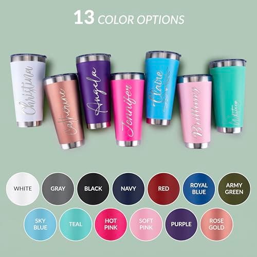 Personalized 30oz Tumbler with Engraved Name | Red Stainless Steel Travel Mug with Slider Lid | Vacuum Insulated Coffee Cup | Custom Gift for Women & Men, Birthday, Christmas B07CNBSP8V