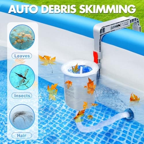 DeeprClean Above Ground Pool Surface Skimmer, Automatic Pool Skimmer for Top of Water, Wall Mount Surface Skimmer with Removable Skimmer Basket, Floating Pool Filter Pool Cleaning Maintenance Kit
