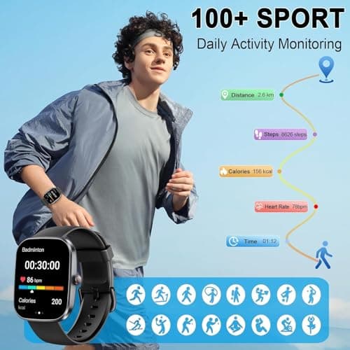 Smart Watch for Men Women, 2026 Smartwatch(Answer/Make Call) , 1.91" New Fitness Watch with 120+ Sport Modes, Fitness Tracke with Pedometer/Sleep Monitor/Heart Rate/IP68 Waterproof, for Android/iPhone