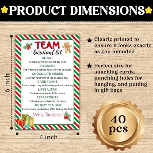 40 Pcs Team Survival Kit Gift Tag, Christmas Staff Appreciation Tags for Gift Bags, Welcome to the Team Gifts for Volunteers Employees - KA06 B0FJ2B58B3