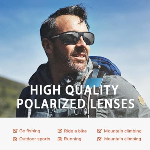 suoso Polarized Sports Sunglasses for Men: UV400 Protection Glasses Womens Wrap Around Goggles for Driving Fishing