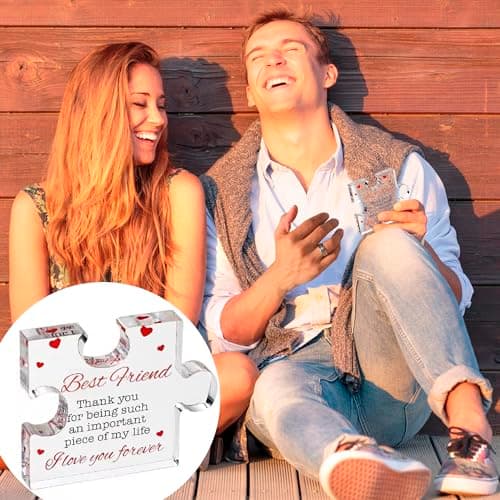 Friendship Gifts - Acrylic Block Puzzle Friendship for Her - Long Distance Relationship Gift, Bestie Gifts Paperweights