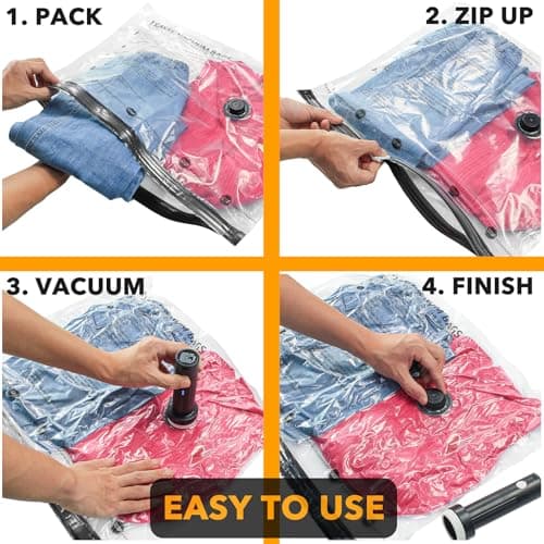 SpaceAid Travel Vacuum Bags for Luggage with Electric Pump, 24 Pack Vacuum Seal Bags for Clothing Travel, Space Saver Compression Bag for Backpack and Suitcase