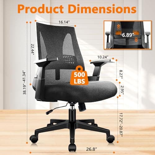 CLATINA 500lbs Big and Tall Office Chair Heavy Duty Mesh Ergonomic Computer Chairs with Adjustable Lumbar Support and Wide Comfy Seat for Home Office Conference Heavy People, Black, 4 Pack