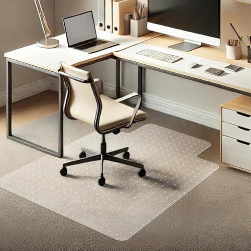 Azadx Chair Mat for Carpet 60"x 46" Large Office Chair Mat for Carpeted Floors, Carpet Protector Floor Mats on Low Pile Carpets Easy Glide Rolling Plastic Desk Computer Chairs Mats for Home