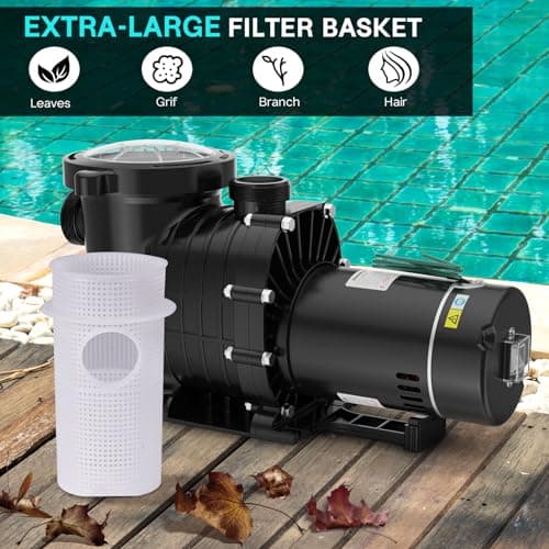 Pool Pump Above Ground/Inground, 2 HP 6900GPH Powerful Selfpriming Pool Pumps for 15,000-31,000 Gallons Pools, Dual Voltage Swimming Pool Pump with Strainer Basket & Drain Plug (2.0HP)