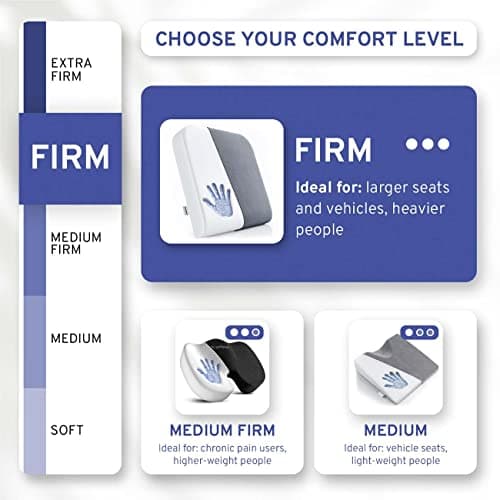 ComfySure Seat Cushion Extra Large - Firm Memory Foam Chair Pad for Recliner, Wheelchair, Office Chair, Stadium, Bleacher, Car, Floor, Patio Furniture, Bariatric Overweight Users 19”x17”x3”