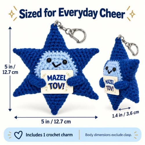 Crochet Star of David Plush, Mazel Tov Bat Mitzvah Gift B0HKSW45VK