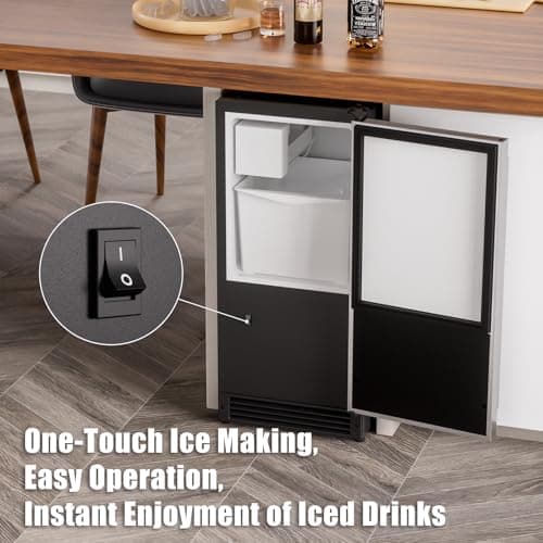 COTLIN 15" W Drainless Under Counter Ice Maker with 22LBS Storage Bin, Crescent Ice, Free Standing Built-in Ice Maker for Residential Commercial Use, No Drain Required, ETL Approved, 2026 Upgraded