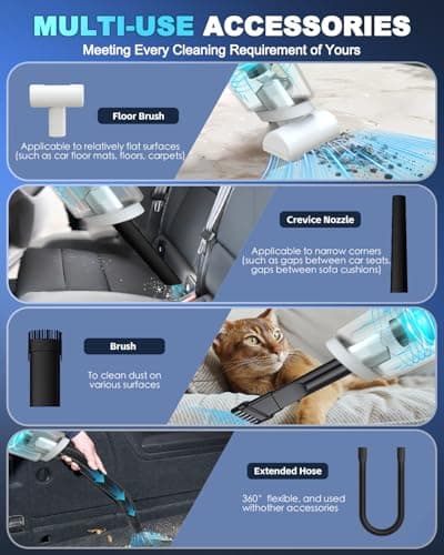 EABOSON Handheld Vacuum Cordless, 16000PA High Power Suction Hand Held Car Vacuum Cleaner Portable with Washable Filter & Multi Accessories, Rechargeable Dust Busters for Car Home Office and Pet Hair