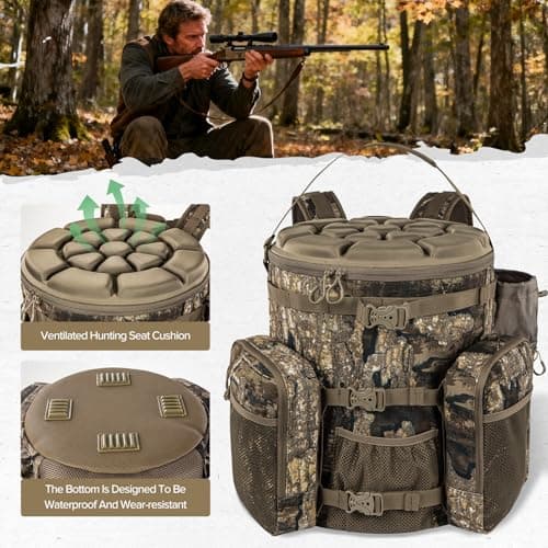 BLISSWILL Hunting Bucket Backpack with Seat Suitable for 5-gallon Seat，Dove Hunting Accessories，Daypack for Rifle Bow Gun（Not including Bucket and Lid）