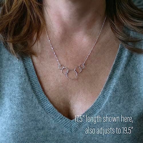 EFYTAL 50th Birthday Gifts for Her, Classy Sterling Silver 5 Circle Necklace, 1975 Birthday Gifts for Women, 50 and Fabulous