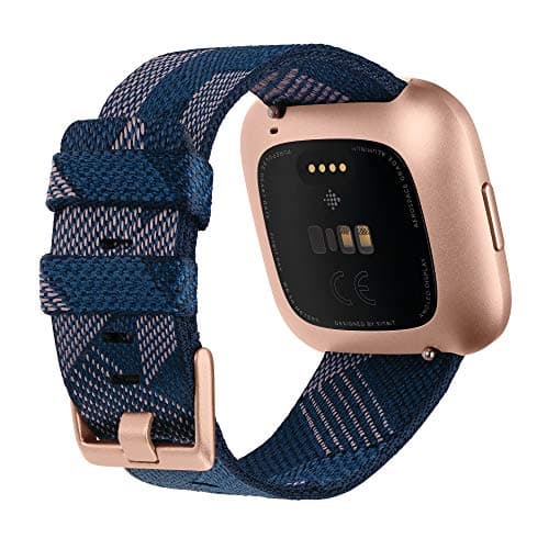 Fitbit Versa 2 Special Edition Health and Fitness Smart Watch with Heart Rate, Music, Alexa Built-In, Sleep and Swim Tracking, Navy and Pink Woven/Copper Rose, One Size (S and L Bands Included), 2.3
