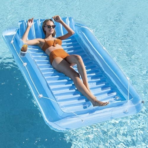 Inflatable Pool Floats Lounger for Adults, Blow Up Tanning Pool Raft Sun Tan Tub with Inflatable Pillow for Family Outdoor, Garden, Backyard Summer Water Party (14+ Year Old)