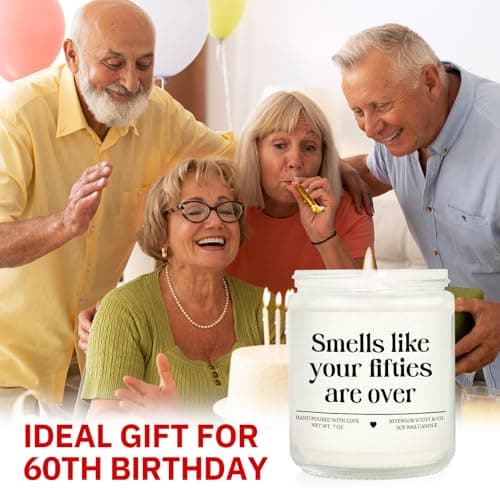 Niyewsor 60th Birthday Gifts for Women Men, Sixty Birthday Candle, 1965 60th Birthday Decorations for Woman Men, 60 Year Old Bday Gifts for Friends, Sister, Mom, Dad, Handmade, 7oz