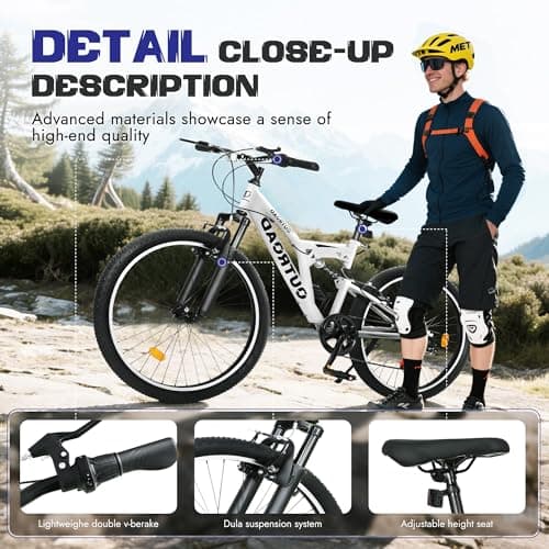 Outroad 26 Inch Mountain Bike, 7-Speed/High-Carbon Steel/Aviation Grade Frame with V Brake, Adjustable Ergonomic Seat Bicycle for Men Women Adult, MTB with Shock Absorption System