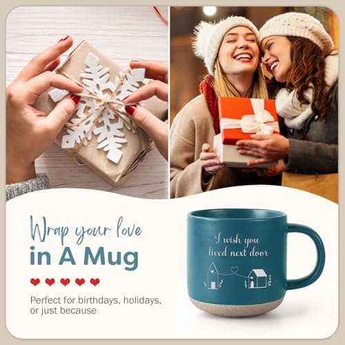 Best Friend Birthday Gift for Women - I Wish You Lived Next Door Mug, Unique Galentines Unique Day & Christmas Friendship Gift for Women, Bestie, BFF, Sister, Mom - 12.8oz Coffee & Tea Cup B0G5L4NT7J