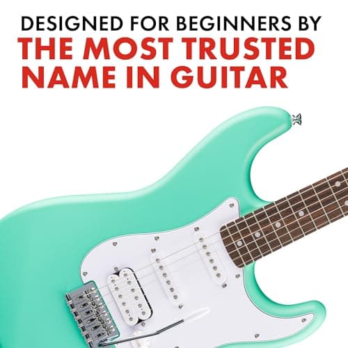 Fender Squier Debut Series Stratocaster HSS Electric Guitar, Beginner Guitar, 2-Year Warranty, Includes Free Lessons, Sea Foam Green with Satin Urethane Finish