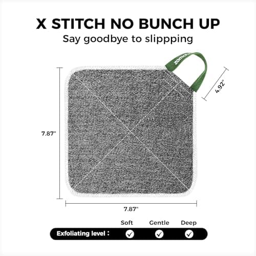 ZOMCHI 2 Count Wash Cloths, Exfoliating Washcloth with Dual Texture for Face and Body, Exfoliating Wash Cloth for Showering (Deep and Gentle)