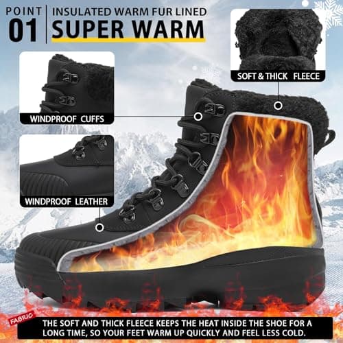TEYTAP Waterproof Winter Snow Boots for Women丨Insulated-Warm Fur-Lined Booties丨Non-Slip Cushion Outdoor Walking Boots丨Lightweight Comfortable Casual Suede Leather Short Boots