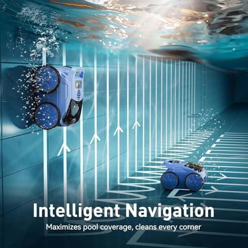 Pool Vacuum for Above Ground Pool, Lasts Up to 180 Mins, Self-Parking, LED Indicator, Wall Climbing Above Ground Pool Vacuum for Inground Pools, Robotic Pool Cleaner for Pools up to 2000 Sq.ft