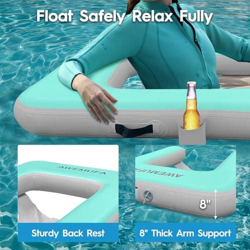 AWEMUFA Inflatable Chair for Lakes, Inflatable Floating Chair Floating Pool Lounger Float Adult, Heavy Duty Lake Floats Outside Tanning Pool Hangout Armrest Floaties